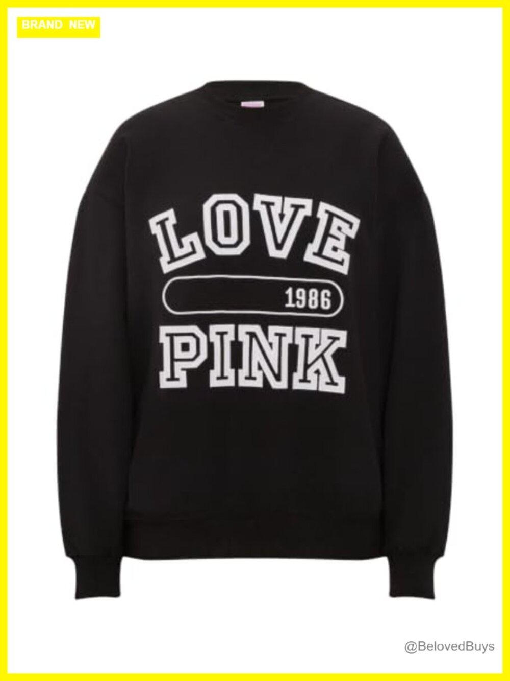 Oversized Crewneck Fleece Sweatshirt Drop Shoulder Ribbed Cuffs